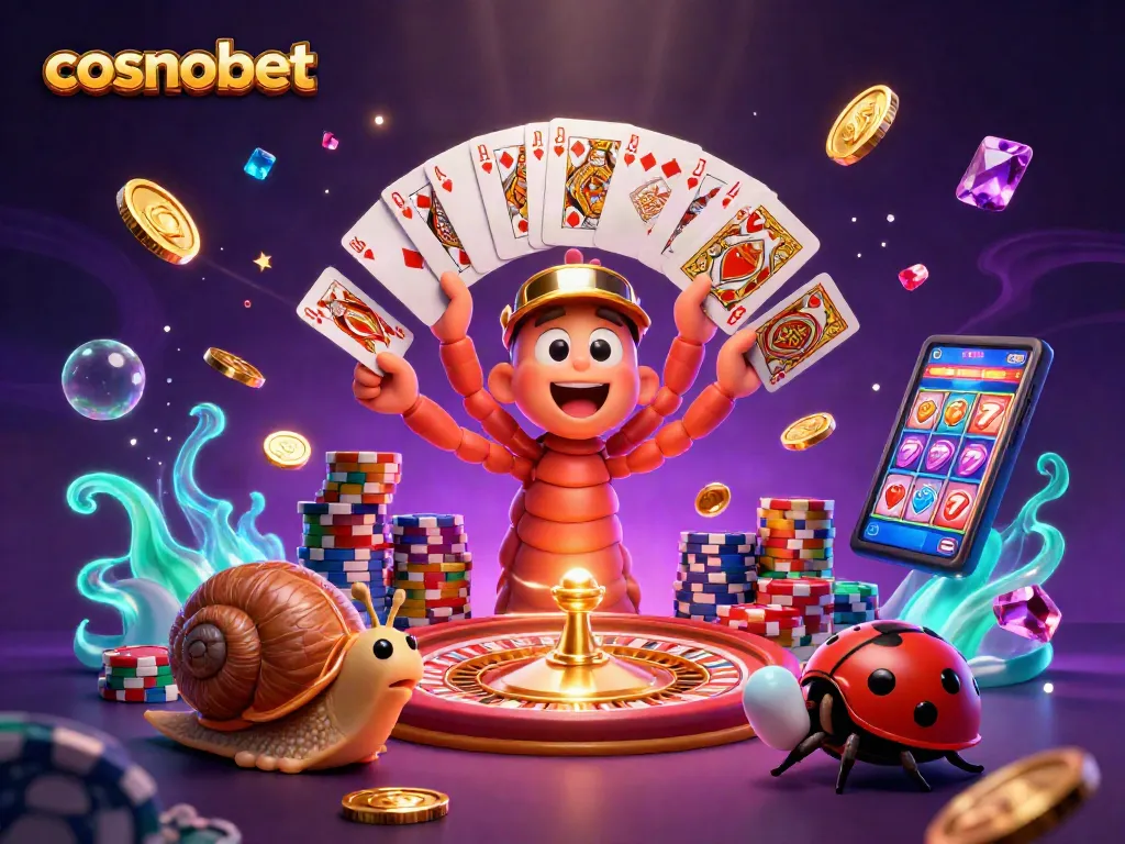 Experience the excitement of cosmobet with a vibrant casino scene featuring colorful characters and dynamic elements.