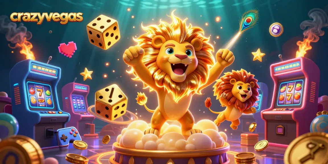 Experience thrilling gameplay with crazyvegas in this vibrant 3D casino illustration.
